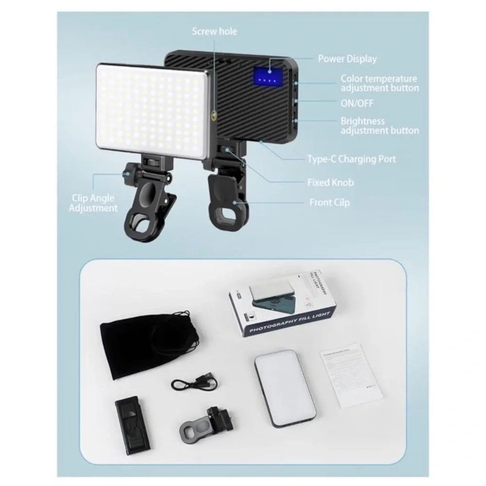 LED Video Light Panel for Cameras and Smartphones - Black